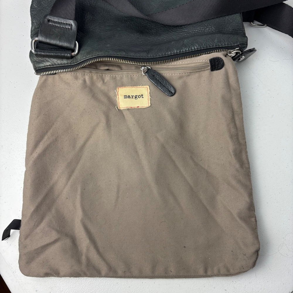 Margot Black Pebbled Leather Crossbody Bag Multi Zipper Adjustable Strap Travel - Picture 5 of 10